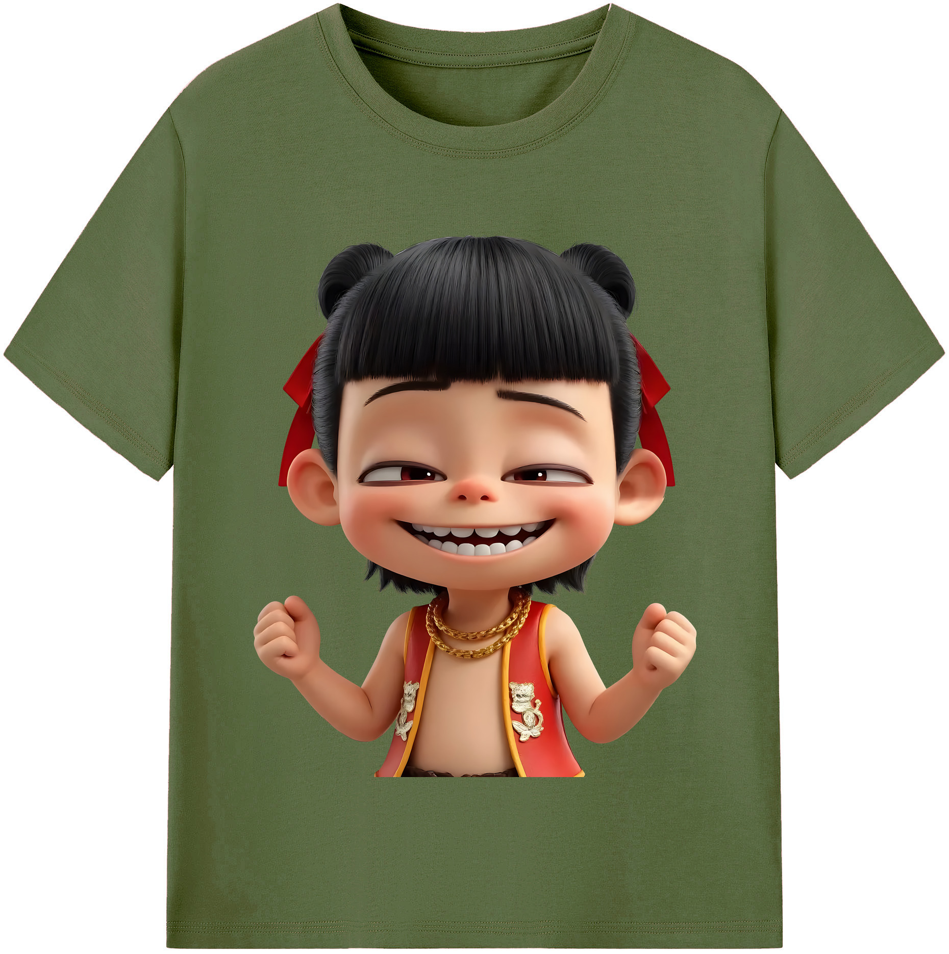 （画像用） Ne Zha 2 ナタ 魔童の大暴れ 綿100％半袖Tシャツ（フロントプリント）